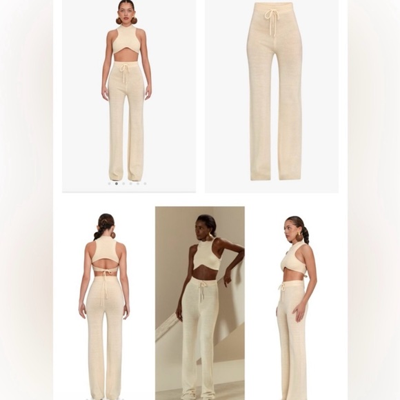 Andrea Iyamah sz XS Ally Knit High Rise Pants in Cream - Picture 2 of 9